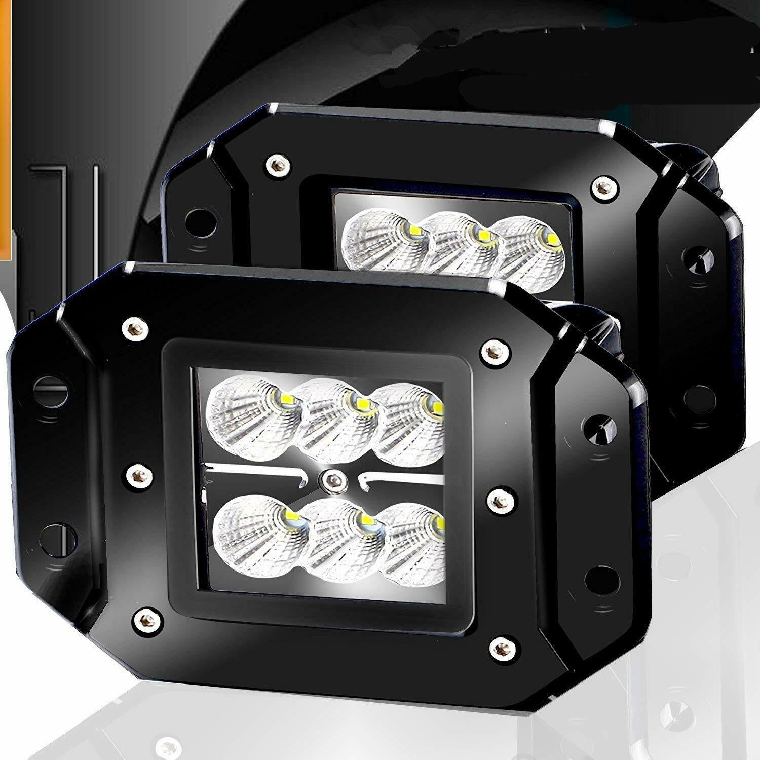 2 x 4inch Flush Mount LED Work Light Bar Flood 12V 24V Truck Reverse 5" Lamp