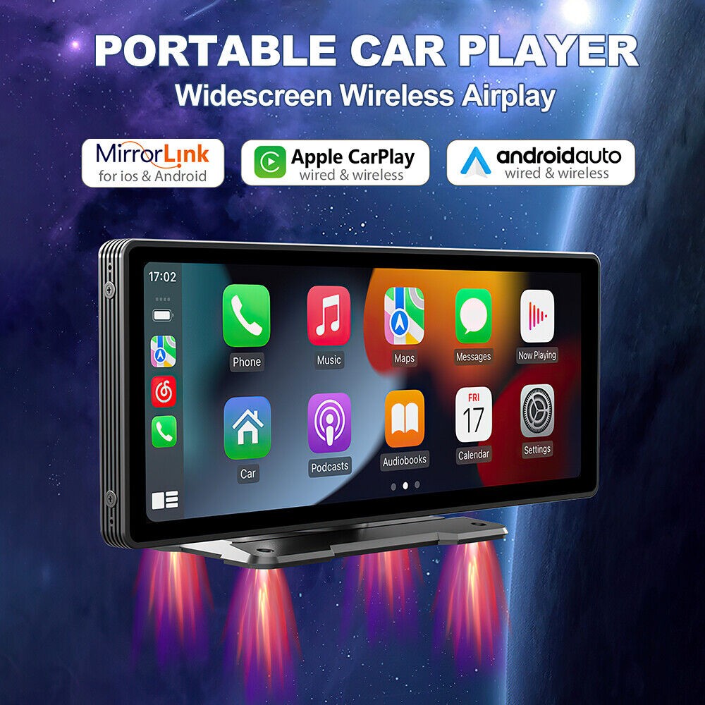 9" Portable Wireless Apple Carplay Android Car Stereo
