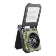 Solar Camping Fan with LED Light Portable Folding Outdoor Tent Fan Dual Panel