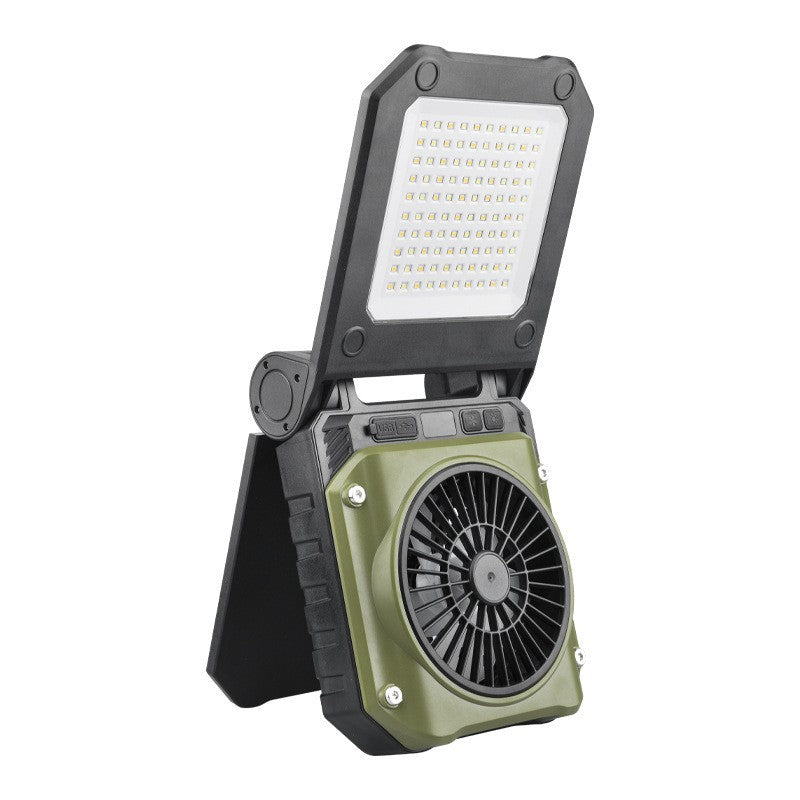 Solar Camping Fan with LED Light Portable Folding Outdoor Tent Fan Dual Panel