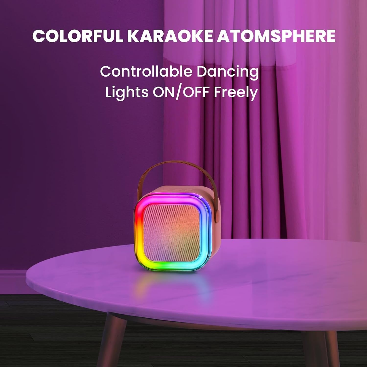 Portable Mini Karaoke Machine Bluetooth Speaker with 2 Wireless Microphones