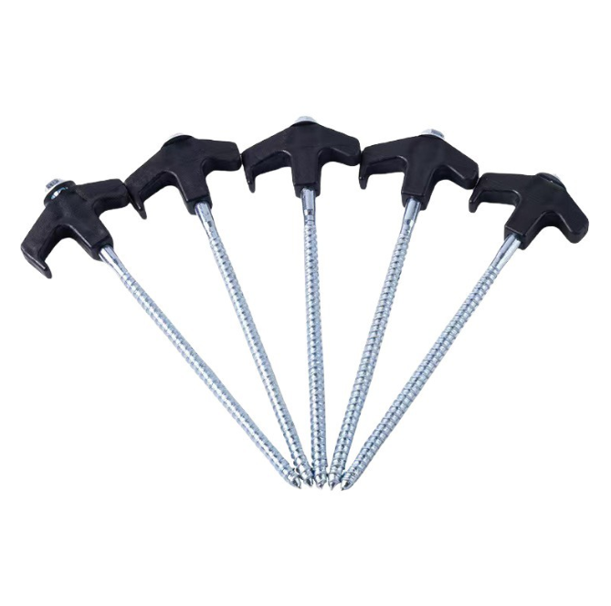 20x Camping Tent Pegs Heavy Duty Screw Steel In Ground Camping Outdoor Stakes