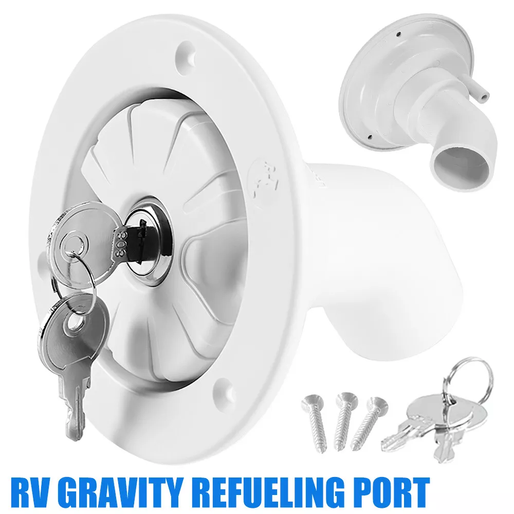 Gravity Water Inlet Filter RV Filler Neck Plastic Lockable Trailer Caravan Hatch