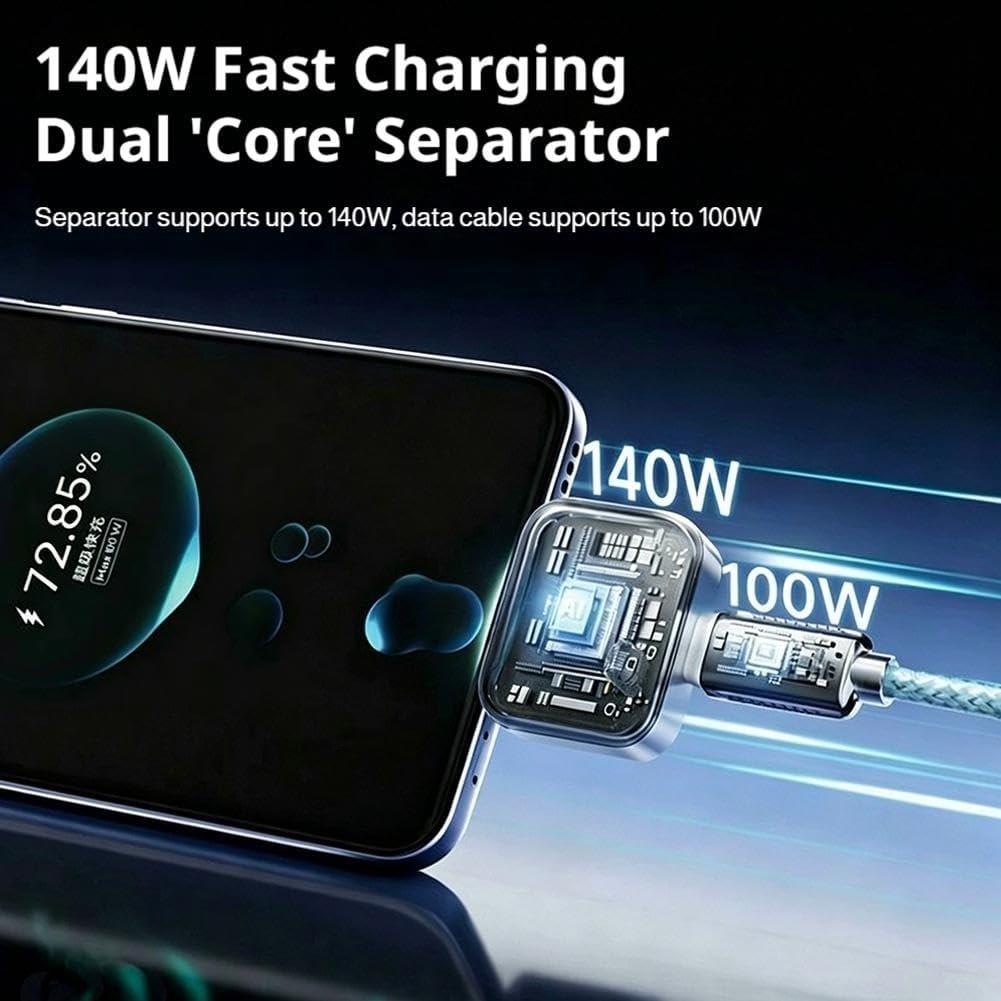 Type C 140W Auto Disconnect Charger Adapter, Fast Charging Separator Auto Cut