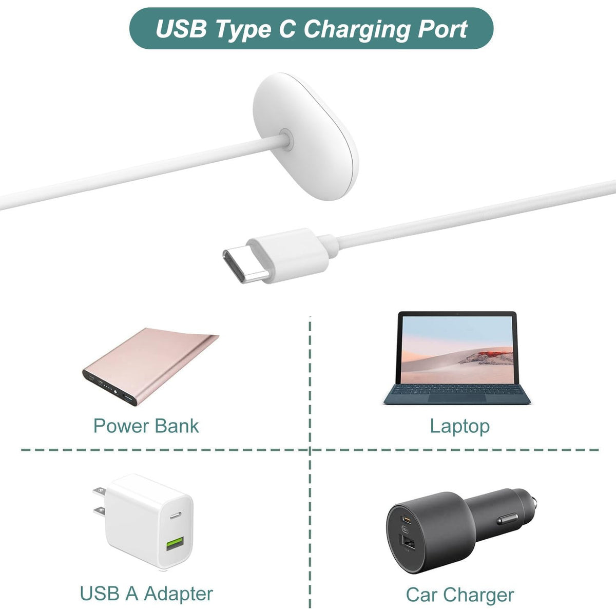 Type-C Magnetic Charger Cable for Google Fitbit Air Edge Activity Tracker 1m