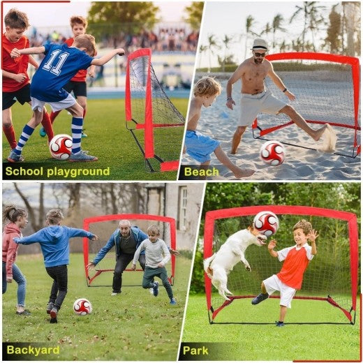 Red 2 Pack Kid Football Goals Pop Up Soccer Goals