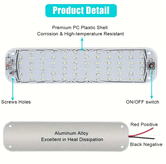 12V LED Car Interior Lights Roof Doom Light White Camper Van Boat Caravan