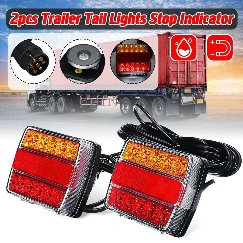12V 2PCS Magnetic LED Towing Trailer Light Kit with 7 Pin Plug