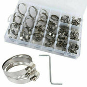 91pcs Stainless Steel Hose Clamps Clips Adjustable Range Worm Gear Pipe Clamp Kit