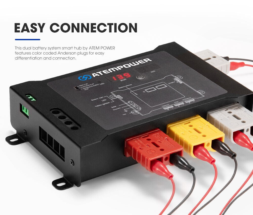 ATEM POWER Smart Hub Dual Battery System Fit DC to DC Charger