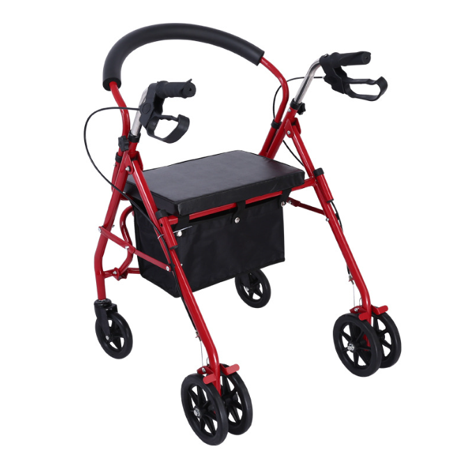 Folding Mobility Walking frame Rollator Seat Walker with Shopping Storage Bag