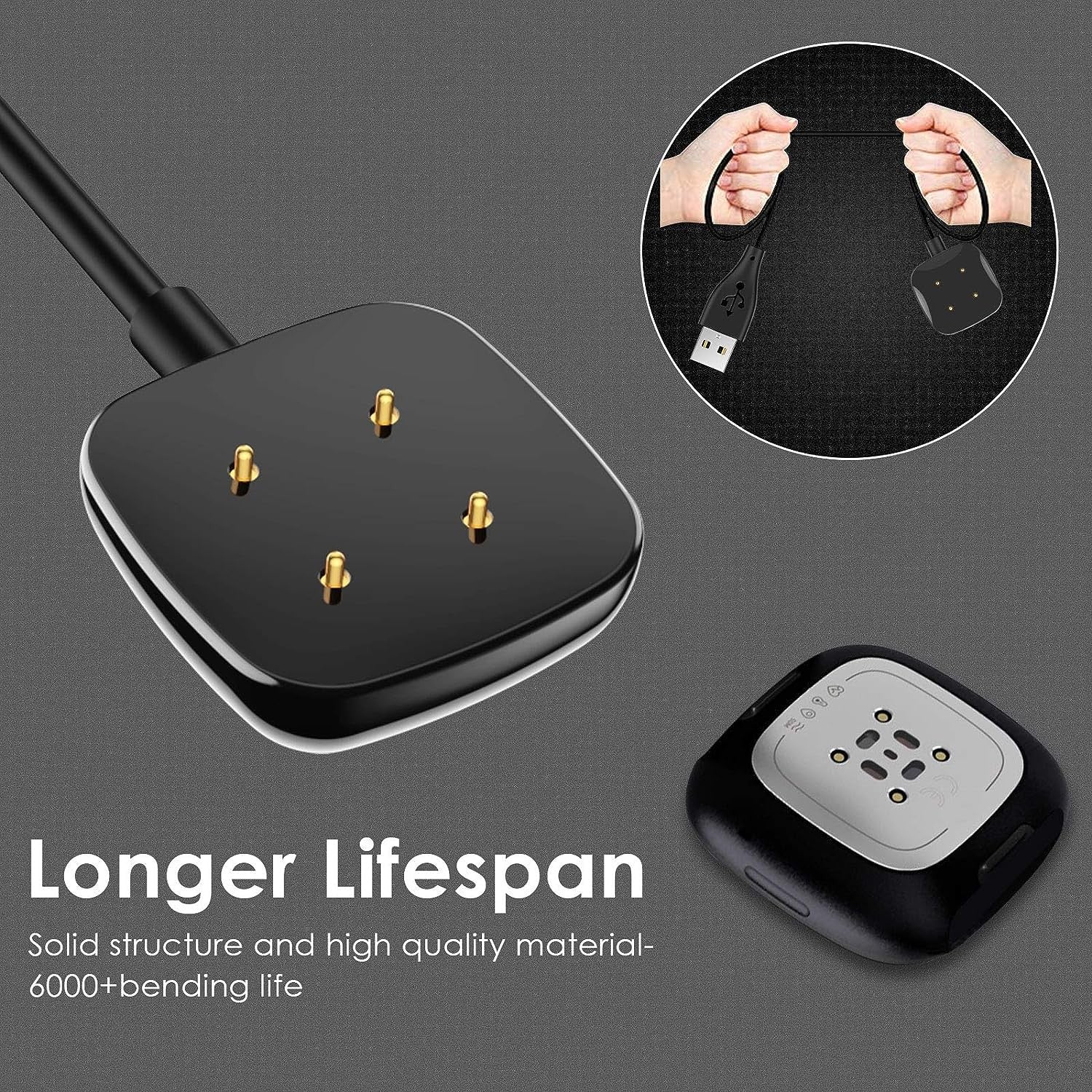 Fitbit Versa 3 / Versa 4 / Sense / Sense 2 Charger Cable 30cm