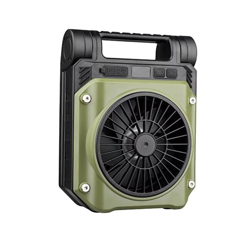 Solar Camping Fan with LED Light Portable Folding Outdoor Tent Fan Dual Panel