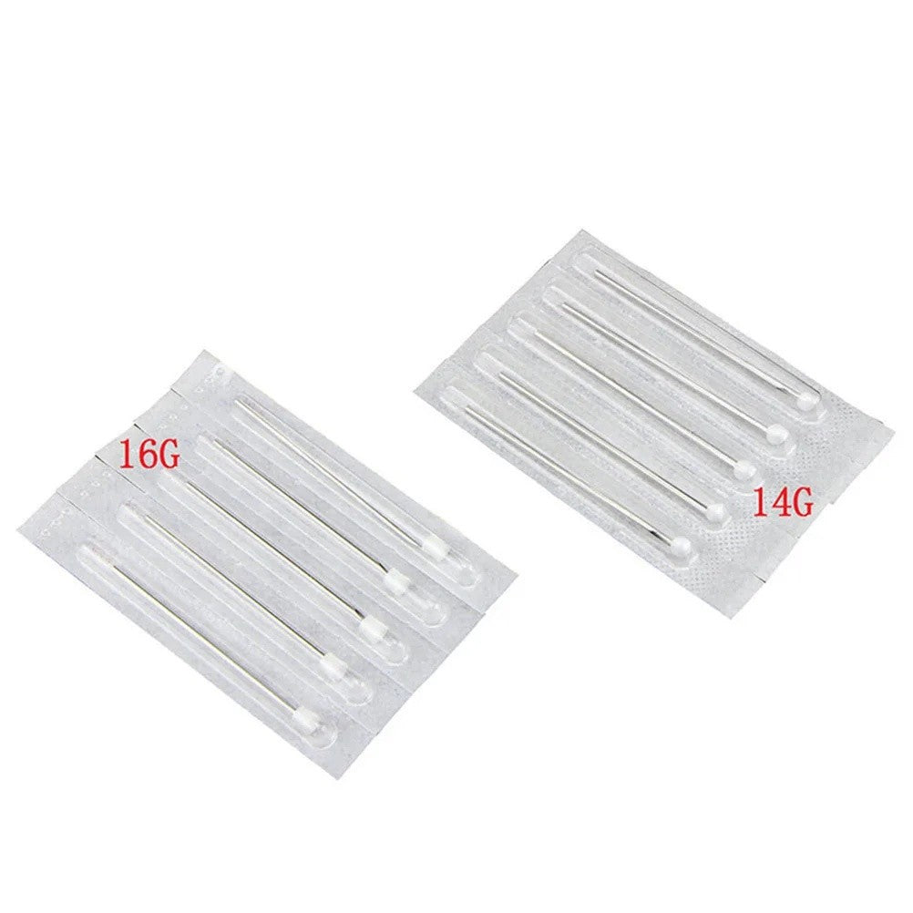 41Pcs Body Piercing Kit Needle Nipple Belly Tongue Eyebrow Nose Lip Ring 14G/16G