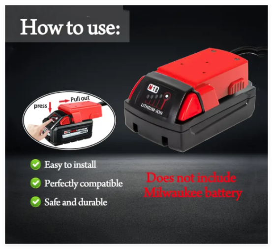 8AWG Jump Starter Cable for Milwaukee M18 Series Batteries