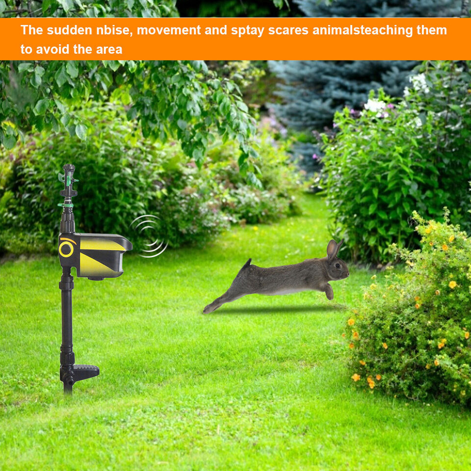 Solar Powered Motion Sensor Activated Animal Repeller Repellent Water Sprinkler