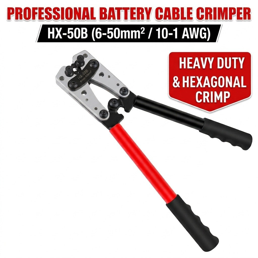 6 - 50 mm2 Anderson Plug Crimp Crimping Tool Battery Cable Lug Hex Crimper