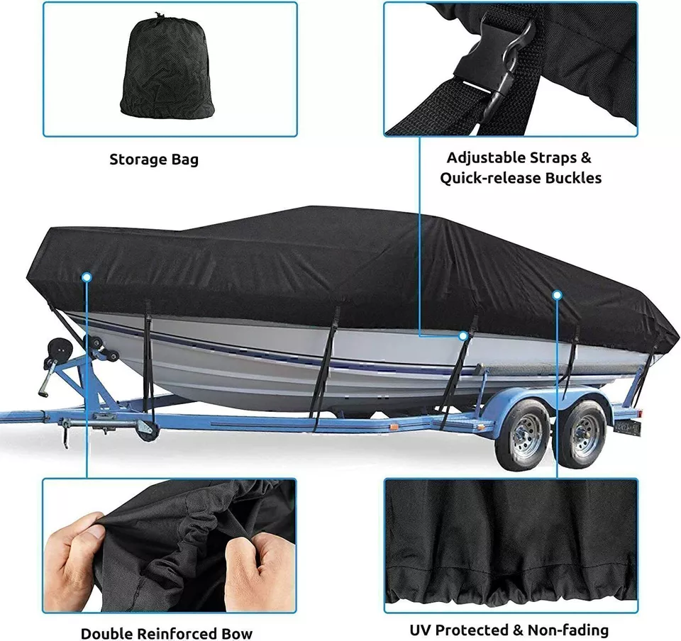 Boat Cover Heavy Duty 600D Jumbo Cover Protector 14ft-16ft
