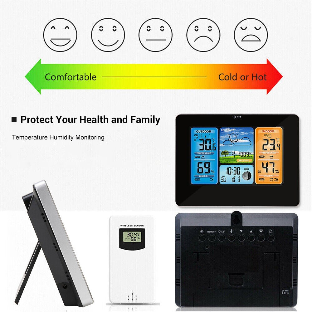 Wireless Digital LCD Weather Station Clock Calendar Thermometer