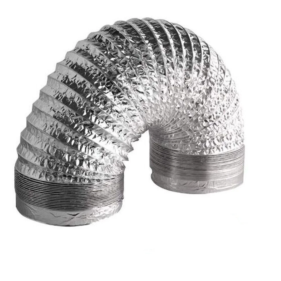 100mm 125mm Flexible Aluminium Ducting Hose Pipe Air Tube Flexipipe
