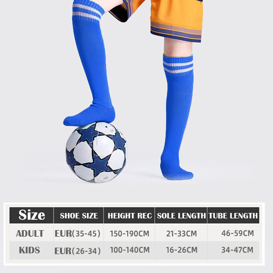 Kids Adult High Knee Soccer Football Socks