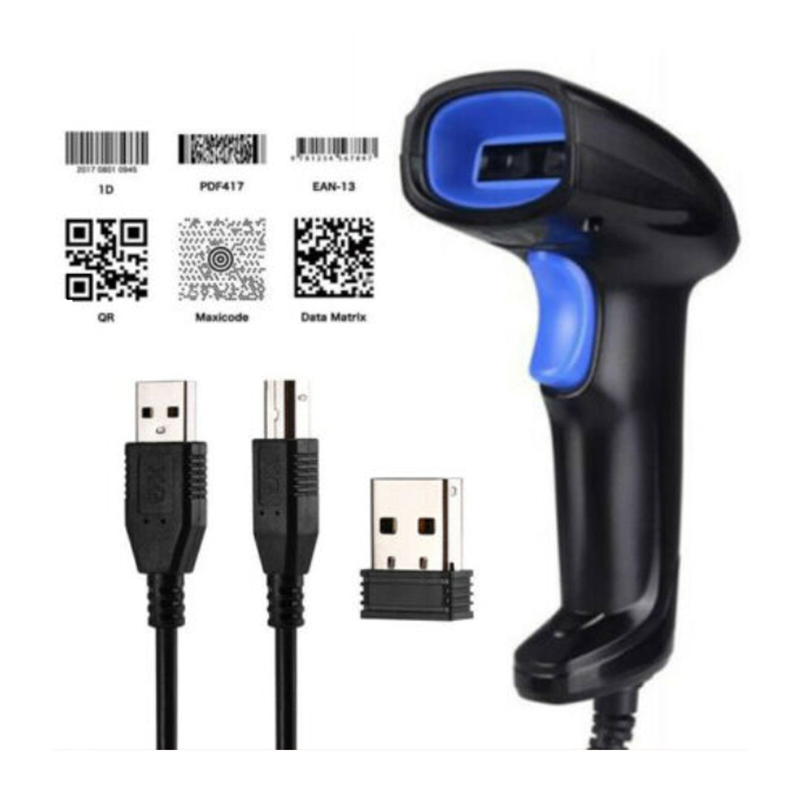 Barcode Scanner 1D 2D QR Code Reader USB Wireless Barcode Scanning Gun ...