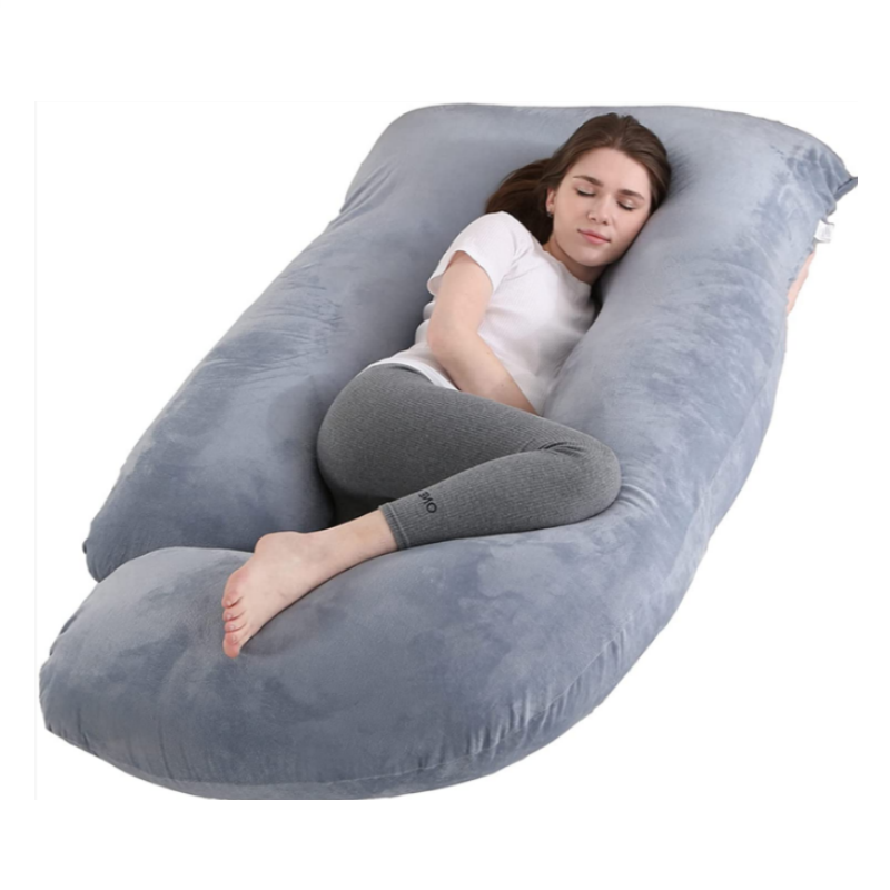 Comfortable U Shaped Pregnancy Pillow with Velvet Cover Full Body Support