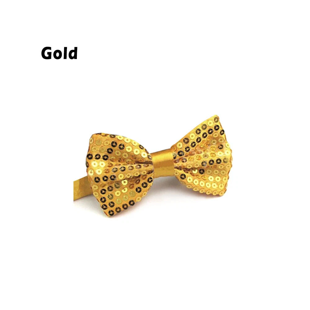 Glitter Sequin Clip-on Bowtie Men Women Boys Girls Bow Tie Party Dance Costume