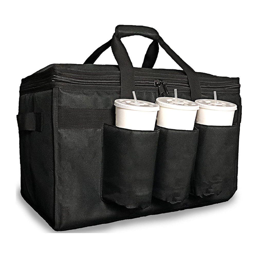 Insulated Food Pizza Delivery Bag with Cup Holders Drink Carriers