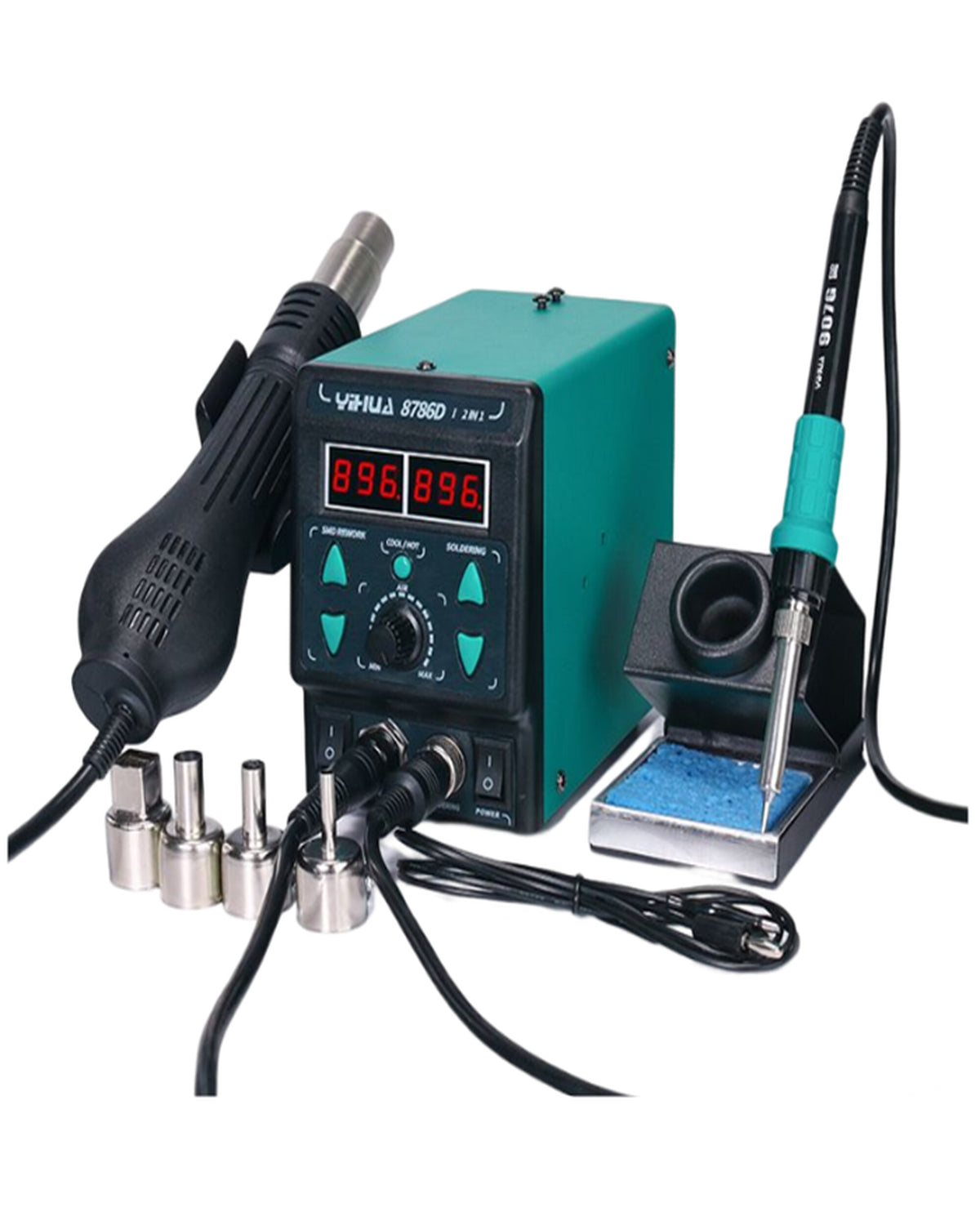 Soldering Station Solder Iron Kit Hot Air Gun Digital Desoldering