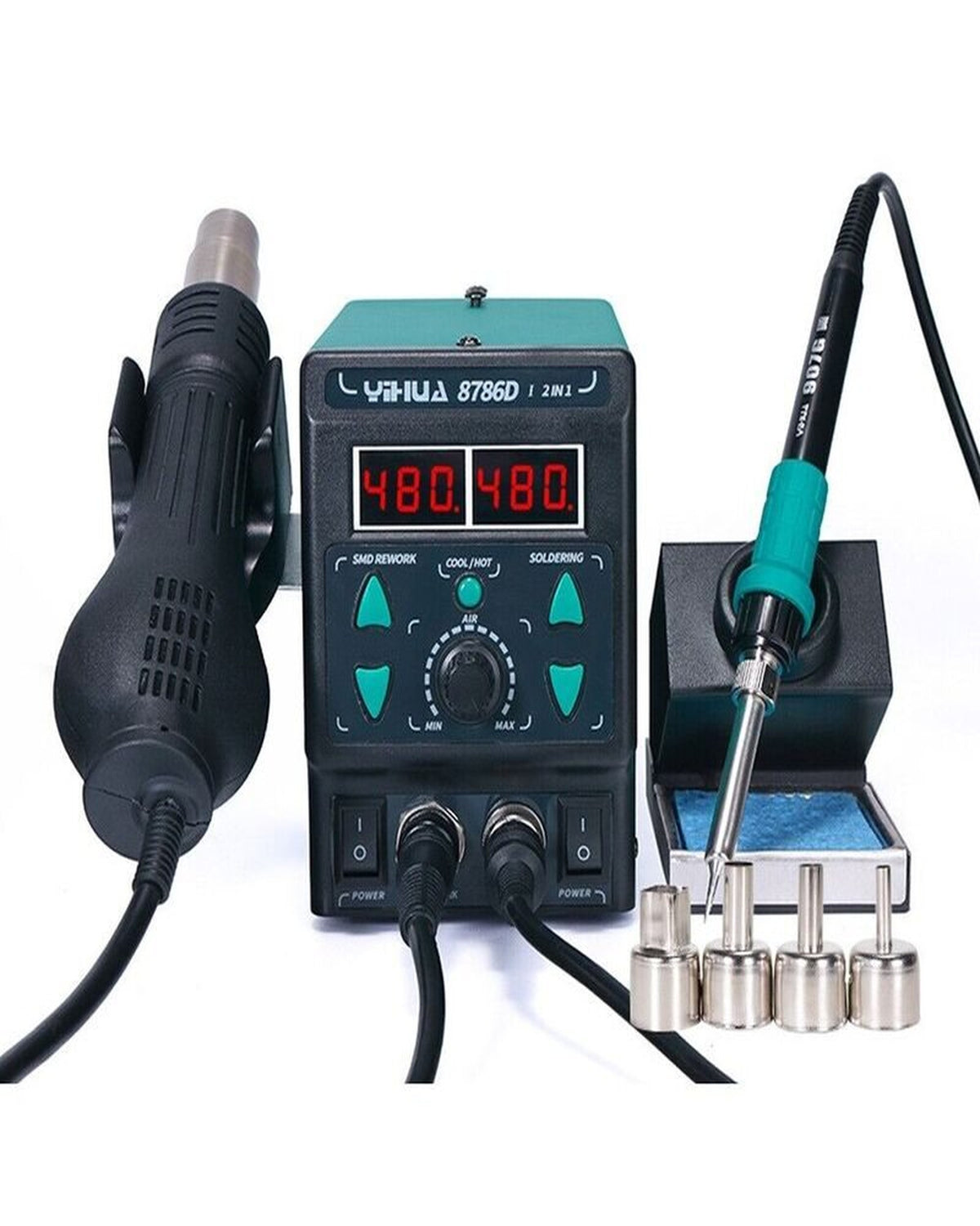 Soldering Station Solder Iron Kit Hot Air Gun Digital Desoldering