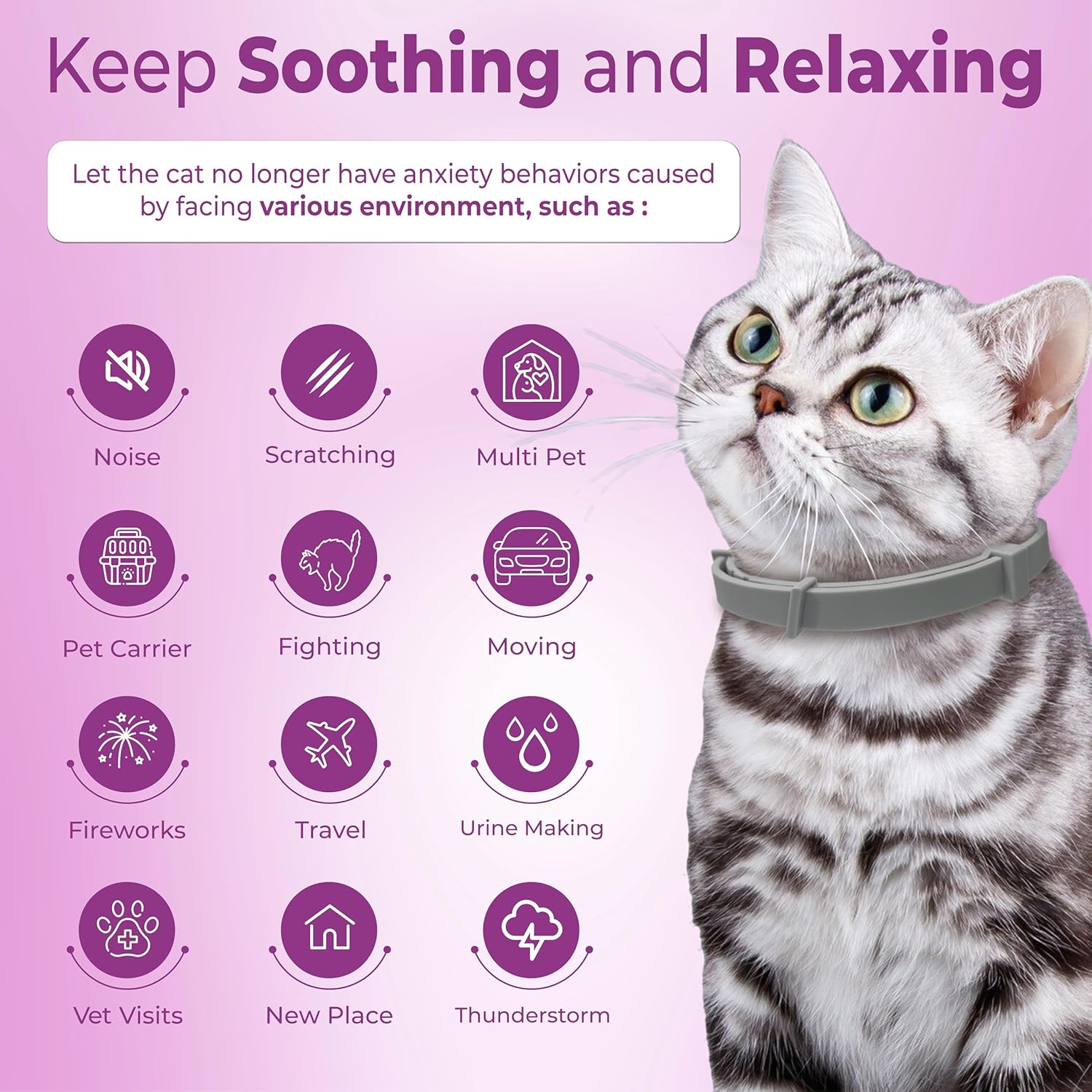 4PCS Calming Pheromone Collars for Cats