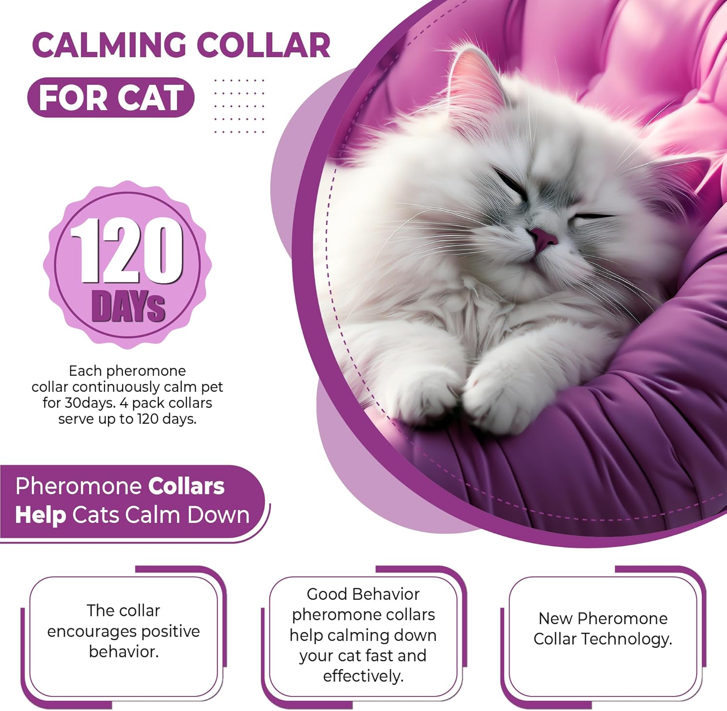 4PCS Calming Pheromone Collars for Cats