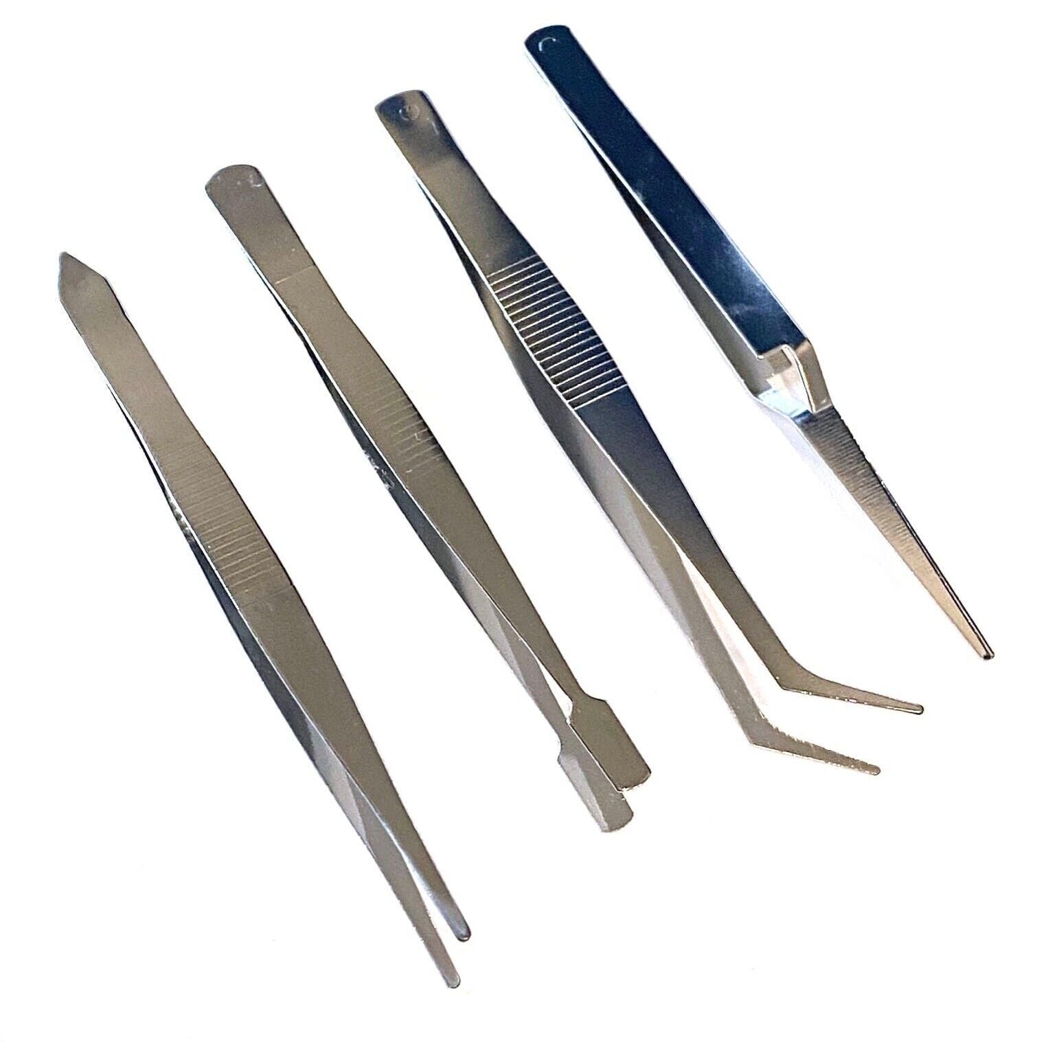 4pcs Craft Tweezers Stainless Steel Precision Tweezer Set Hobby Jewellery Nail