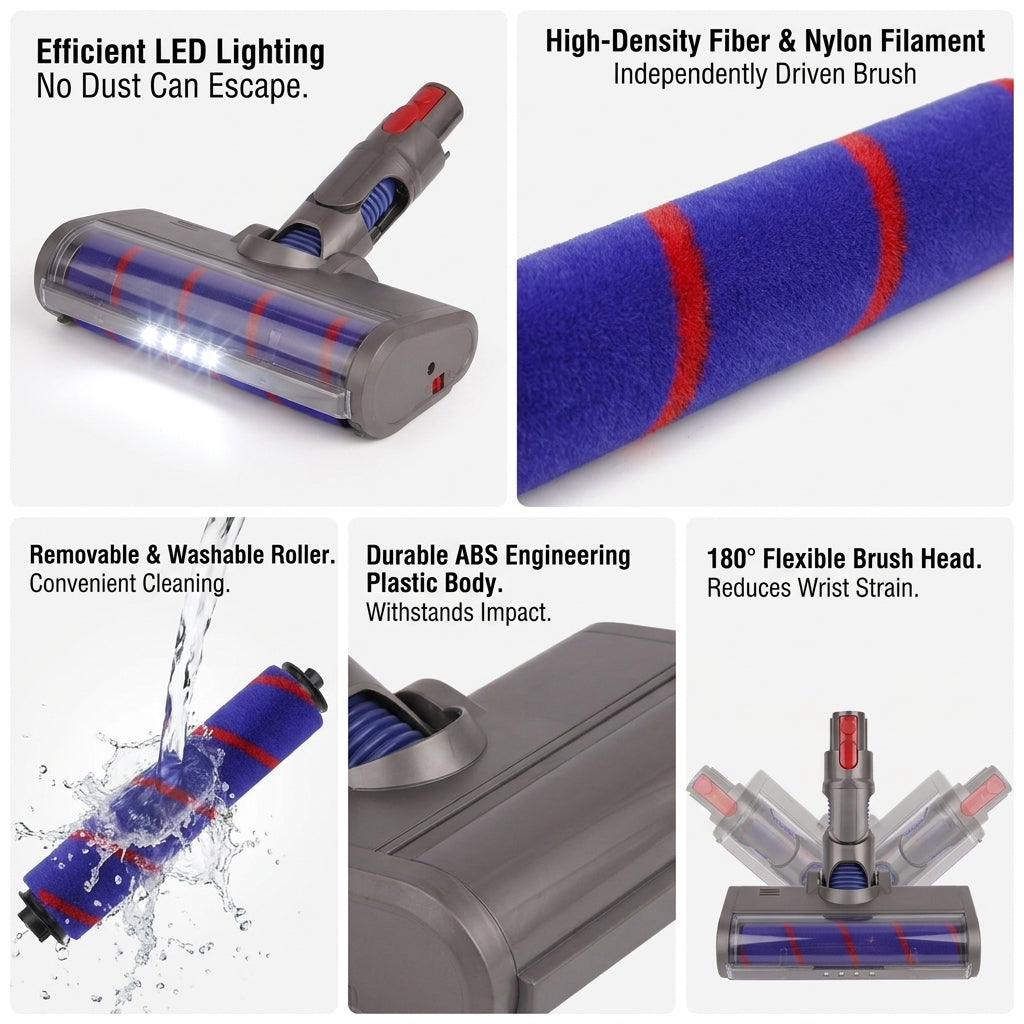 For Dyson V7 V8 V10 V11 Led Fluffy Soft Roller Brush Head Floor Vaccum Cleaner
