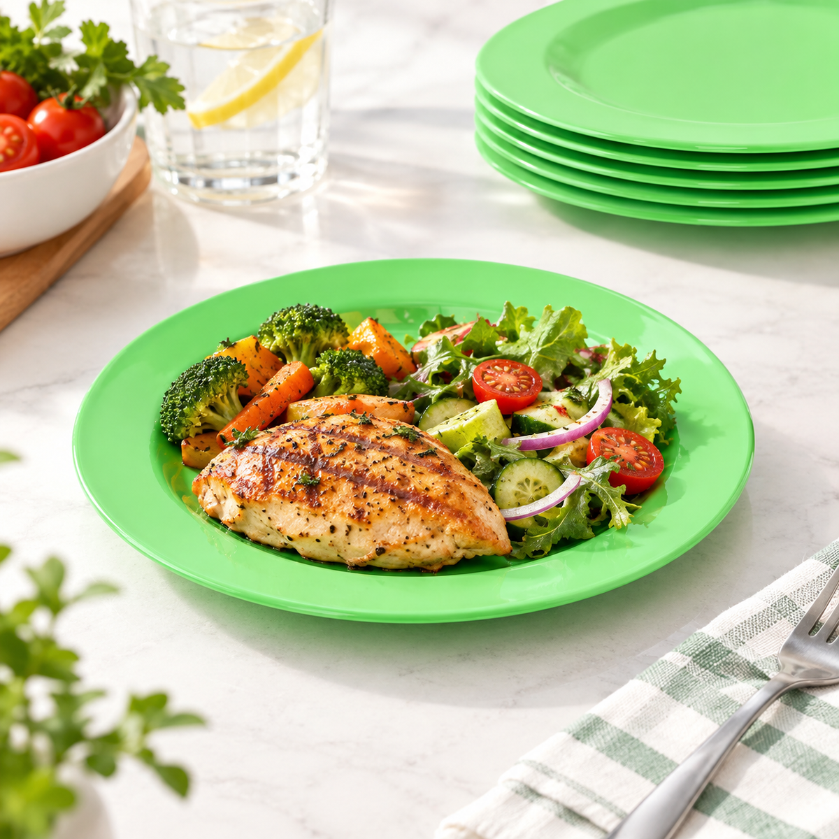 Henni & Friends 20CM Melamine Plates (Set of 6 Green)