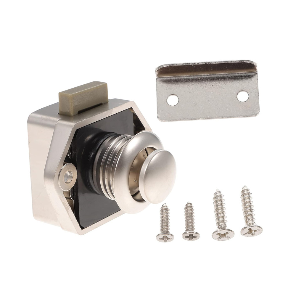 4x Push Button Drawer Cupboard Latch Catch Lock RV Caravan Cabinet Handle Knob