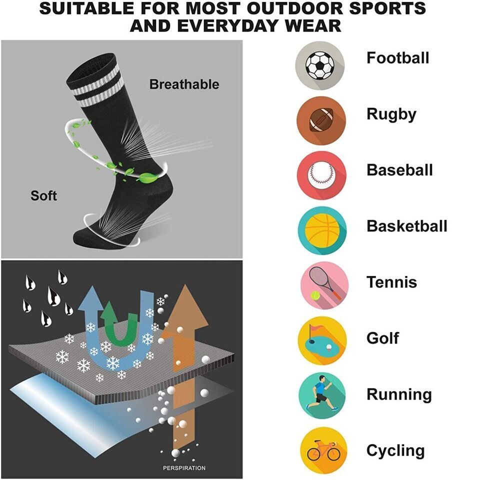Kids Adult High Knee Soccer Football Socks