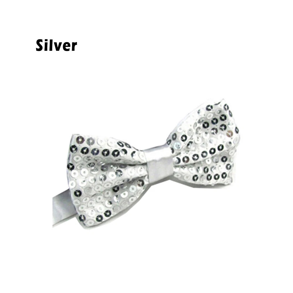 Glitter Sequin Clip-on Bowtie Men Women Boys Girls Bow Tie Party Dance Costume