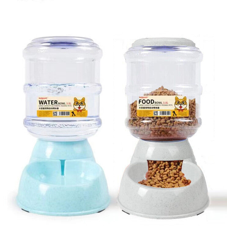 Automatic 3.8L Water Feeder Food Pet Dog Cat Puppy Dispenser Feeder Bowl Bottle
