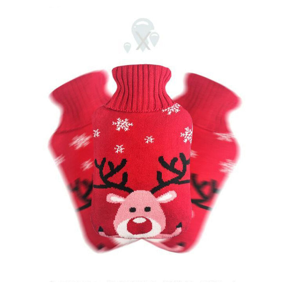 2L Hot Water Bottle Knitted Cover Warm Bag Relaxing Rubber Cute Winter Warmer