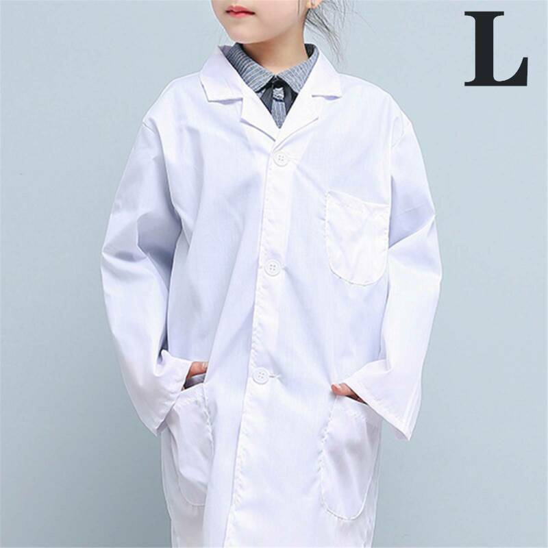 Kids White Lab Coat Doctors Scientist Children Fancy Dress Costume Girls Boys