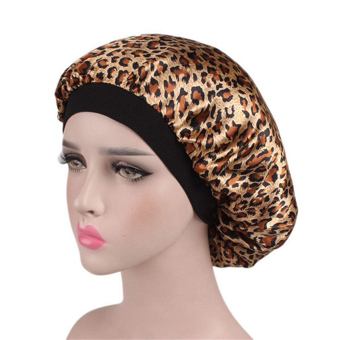 Bonnet Cap Night Cap Sleeping Hair Wrap Elastic Satin Cap Soft  Bath Headwear