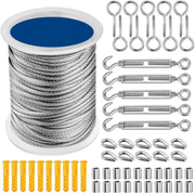 30M Stainless Steel Wire Rope Cable Kit Hooks Hanging Garden Railing Roll