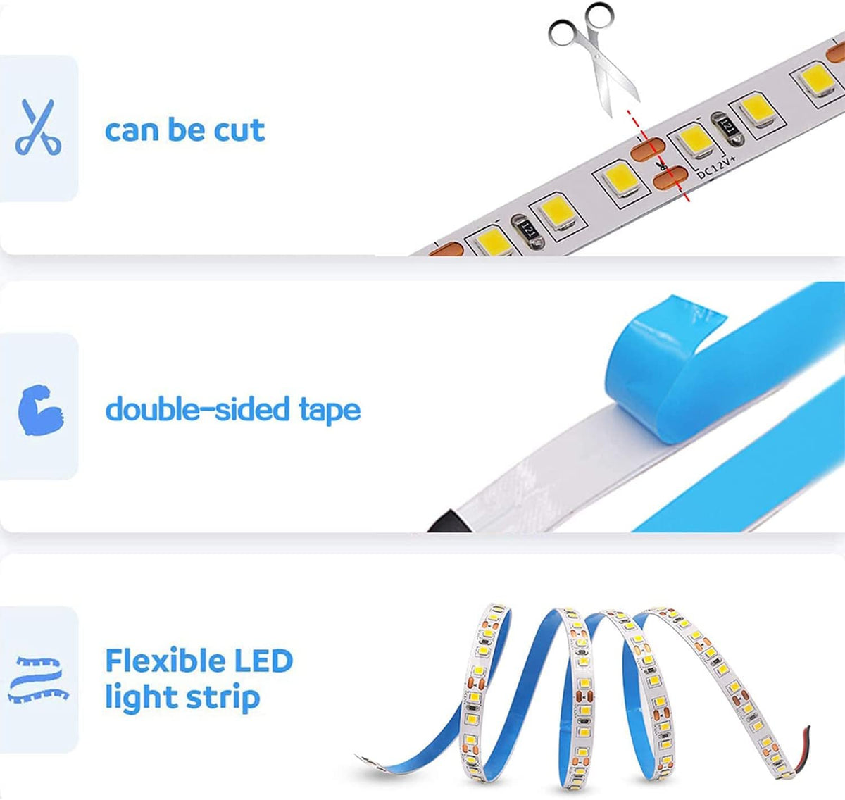 2835 SMD 12V 5M LED Strip Light Cool White 600LED