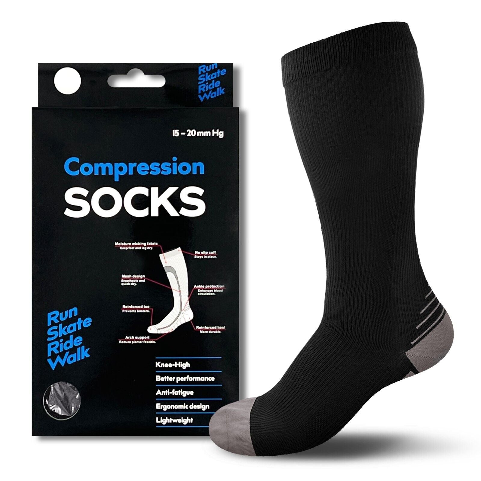 Compression Socks Stockings Copper Medical Running Anti Fatigue Travel Unisex AU