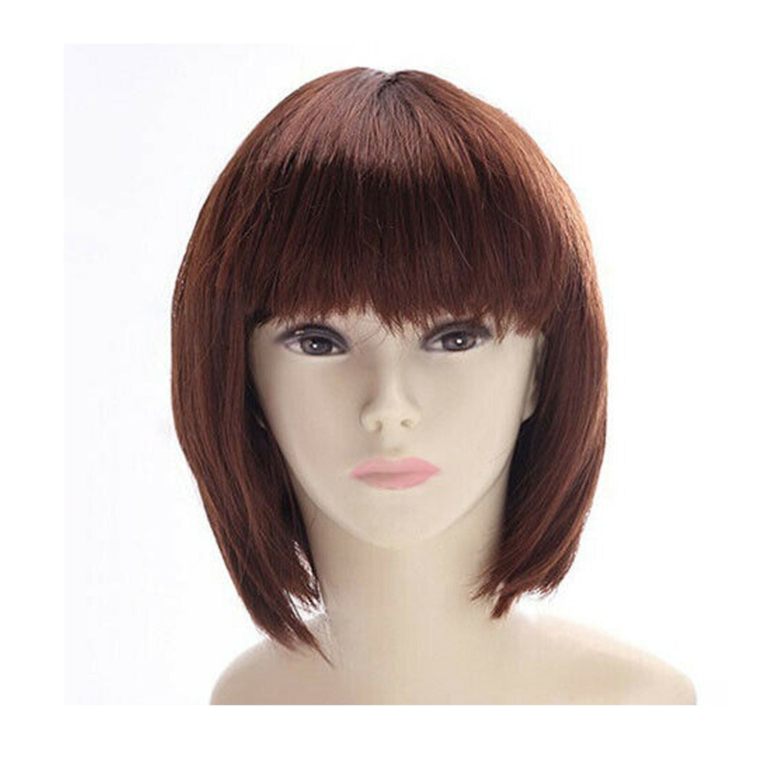 Womens Short Straight BOB Sleek Hair with bang Synthetic Cosplay Wig Wigs Party