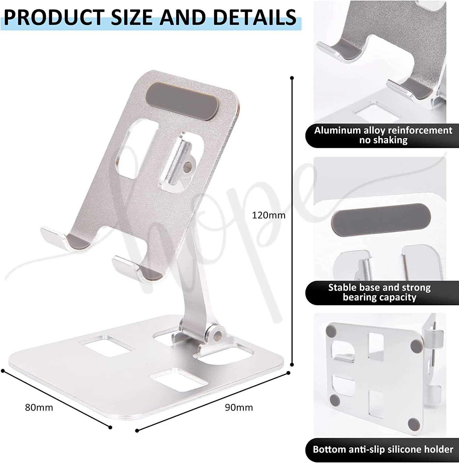 Phone Holder Stand Aluminium Phone Tablet Stand Holder Desk Desktop Foldable