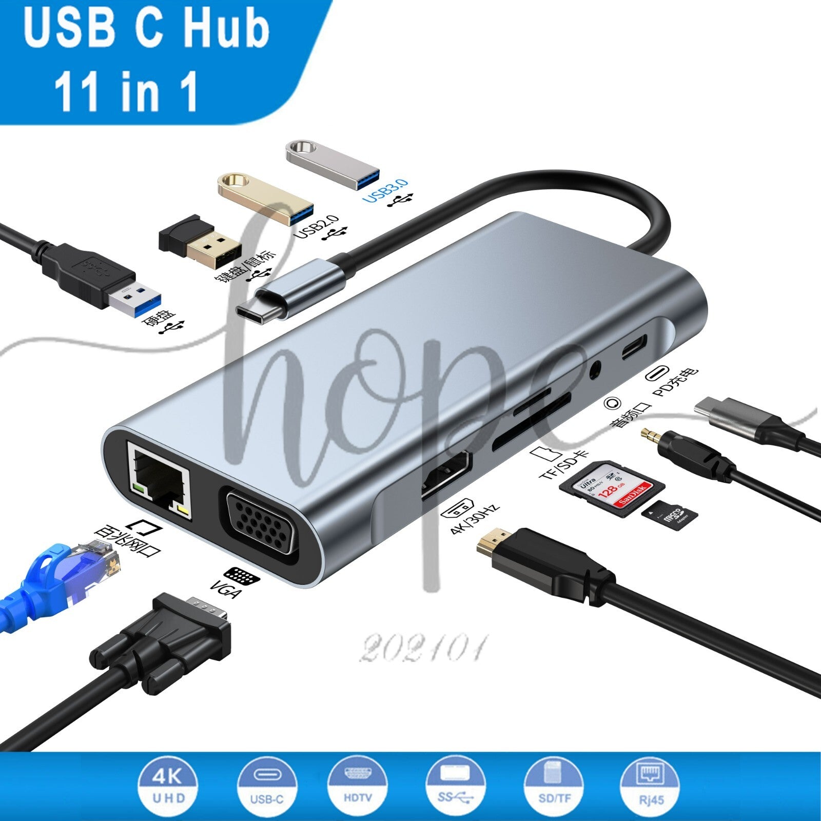 6in1/8in1/11in1 USB-C Type C Hub HDMI USB 3.0 HUB Adapter For MacBook Pro iPad