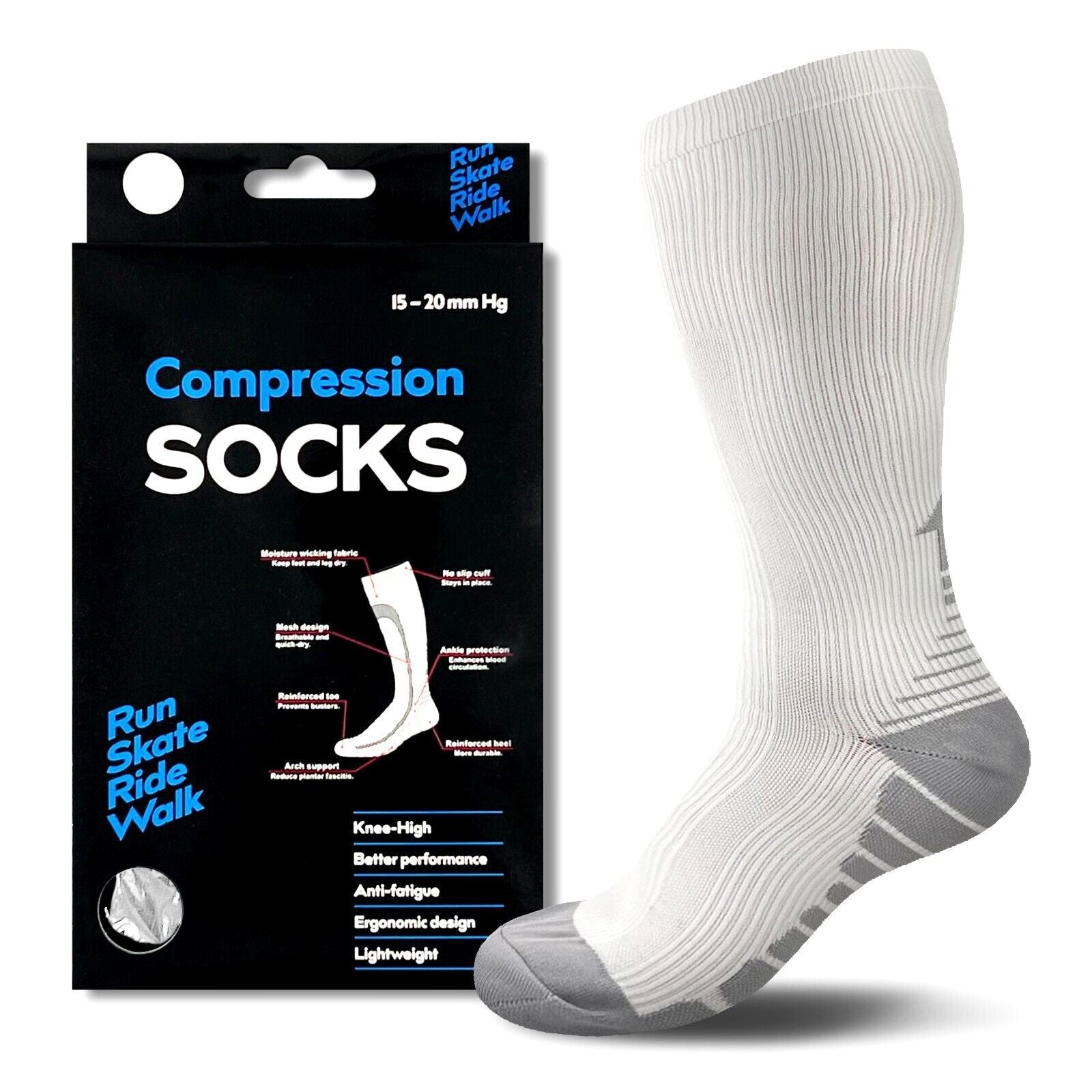 Compression Socks Stockings Copper Medical Running Anti Fatigue Travel Unisex AU